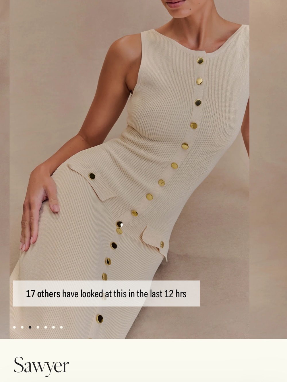 Meshki Sawyer Cream Sleeveless Button-Front Maxi Dress - Picture 2 of 5